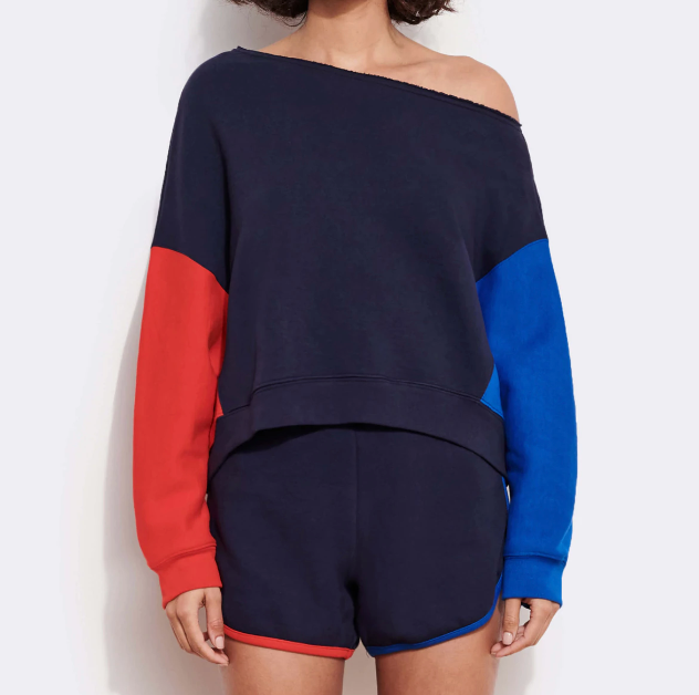 Colorblock One Shoulder Sweatshirt