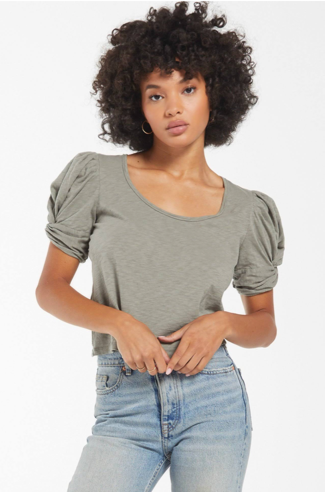 Carrie Slub Puff Sleeve Tee