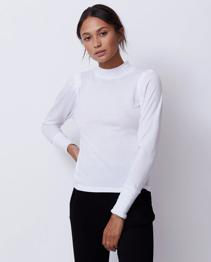 Mock Neck Shirred Sweatshirt