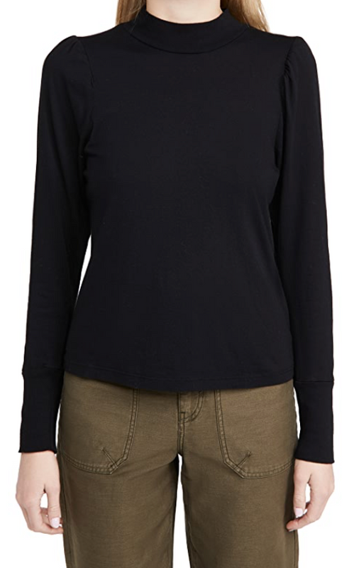 Mock Neck Shirred Sweatshirt