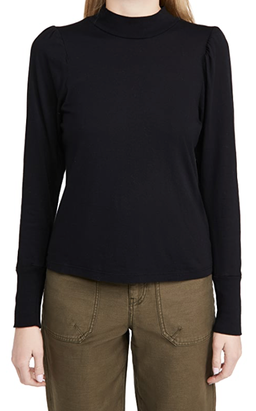 Mock Neck Shirred Sweatshirt